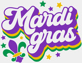 Mardi Gras Fleur de Lis - Mardi Gras DTF Transfer Adult Unisex - S & M (10’’) / Light Color Design (See Imaging)