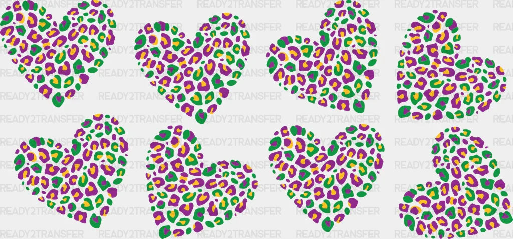 Mardi Gras Heart - Cup Wrap Uv Sticker Permanent Dtf Decal