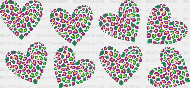 Mardi Gras Heart - Cup Wrap Uv Sticker Permanent Dtf Decal
