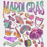 Mardi Gras Items - Mardi Gras DTF Transfers ready2transfer Light Color Design (See Imaging)