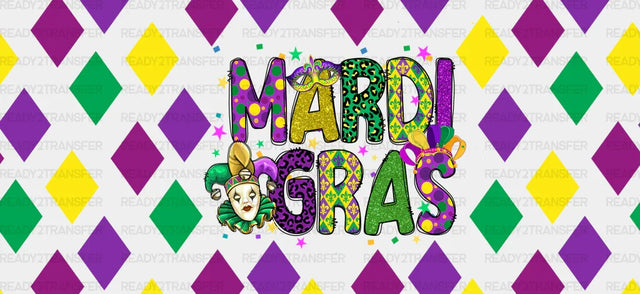 Mardi Gras Jester - Mardi Gras Cup Wrap UV Sticker Permanent UV DTF Decal ready2transfer