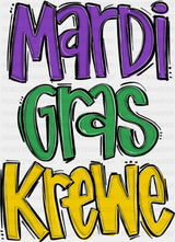 Mardi Gras Krewe - Mardi Gras DTF Transfer Adult Unisex - S & M (10’’) / Dark Color Design (See Imaging)