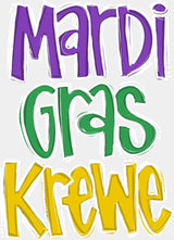 Mardi Gras Krewe - Mardi Gras DTF Transfer Adult Unisex - S & M (10’’) / Light Color Design (See Imaging)
