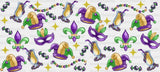 Mardi Gras Mask And Drink - Mardi Gras Cup Wrap UV Sticker Permanent UV DTF Decal ready2transfer