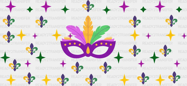 Mardi Gras Mask - Mardi Gras Cup Wrap UV Sticker Permanent UV DTF Decal