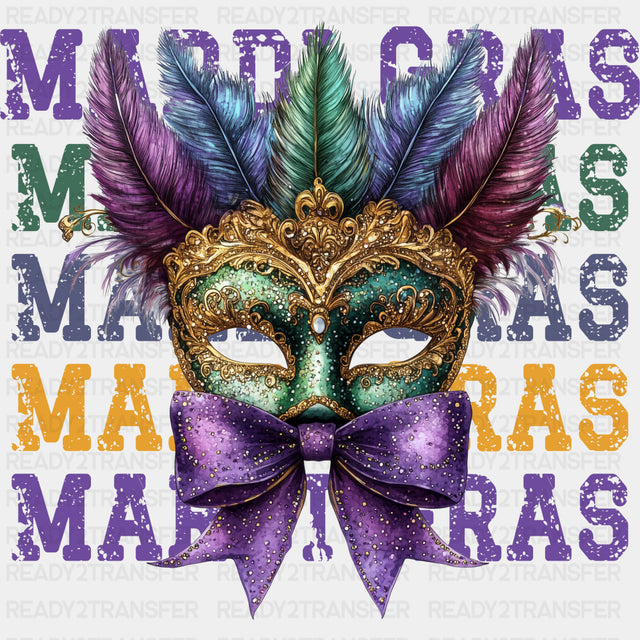 Mardi Gras Mask & Ribbon - Mardi Gras DTF Transfers ready2transfer Dark Color Design (See Imaging)