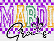Mardi Gras Purple Checkered Design - Mardi Gras DTF Transfer Adult Unisex - S & M (10’’) / Dark Color Design (See