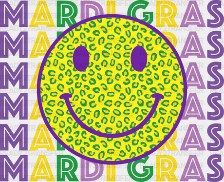 Mardi Gras Smile Face Design Dtf Transfer