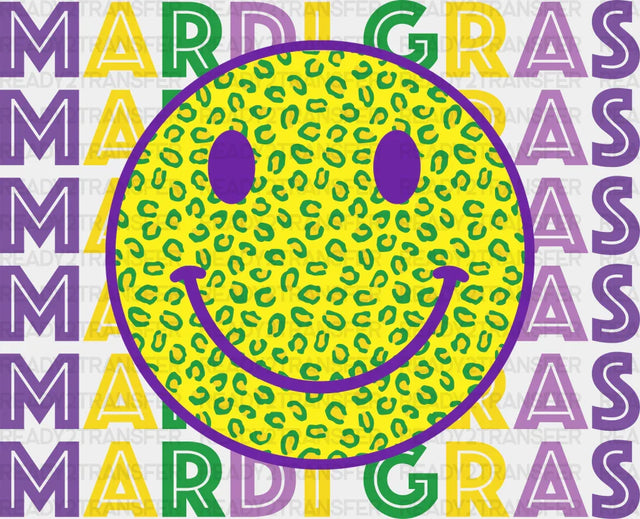 Mardi Gras Smile Face Design Dtf Transfer