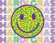 Mardi Gras Smiley - Mardi Gras DTF Transfer Adult Unisex - S & M (10’’) / Dark Color Design (See Imaging)