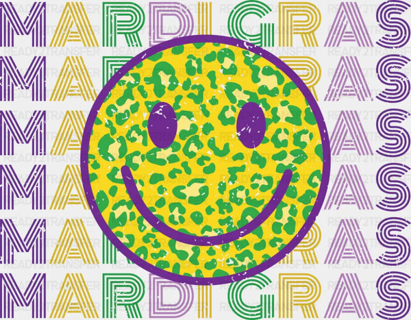 Mardi Gras Smiley - Mardi Gras DTF Transfer