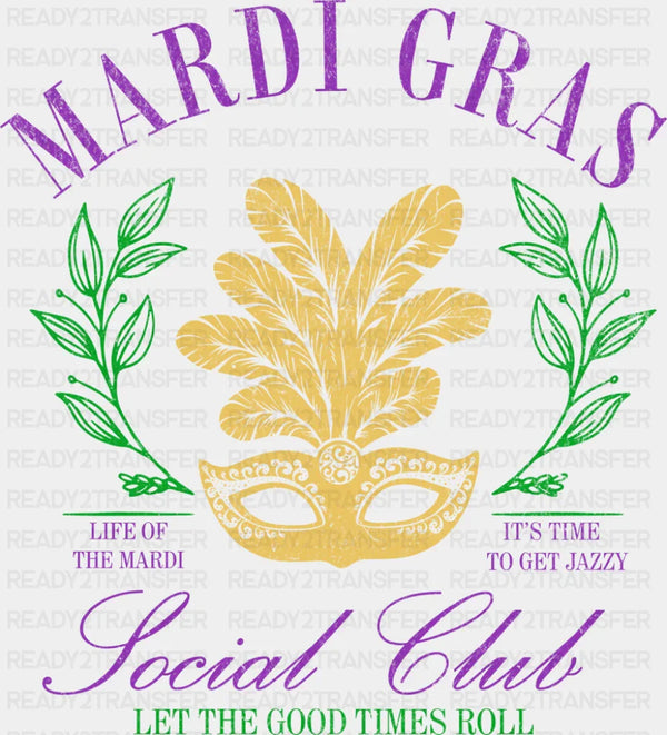 Mardi Gras Social Club Mask - Mardi Gras DTF Transfer