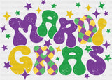 Mardi Gras Stars - Mardi Gras DTF Transfer Adult Unisex - S & M (10’’) / Dark Color Design (See Imaging)