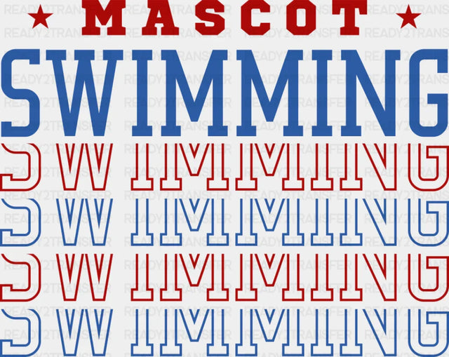 Mascot Swimming Red And Blue - Swimming DTF Transfer