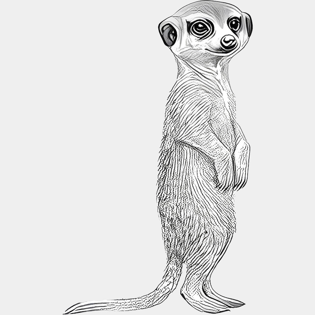 Meerkat B&W - Animals DTF Transfers - Adult Unisex - S & M (10’’) / Light Color Design (See Imaging)