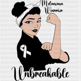 Melanoma Warrior Unbreakable - Melanoma DTF Transfers - Adult Unisex - S & M (10’’) / Dark Color Design (See Imaging)