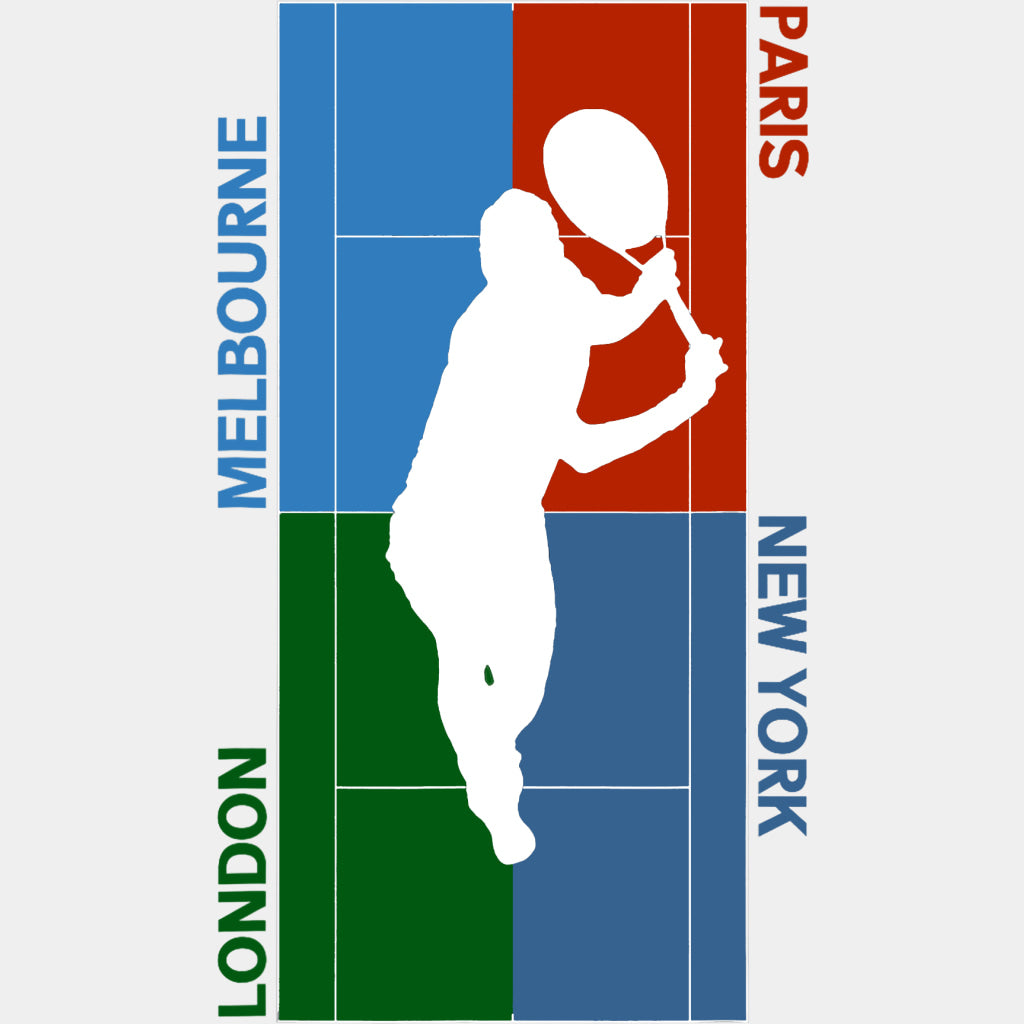 Melbourne, London, Paris, New York - Tennis DTF Transfers ready2transfer Light Color Design (See Imaging)