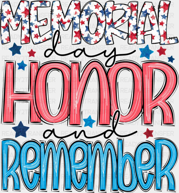 Memorial Day Honor And Remember - Military DTF Transfer