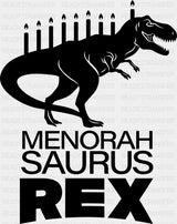 Menorah Saurus Rex - Hanukkah DTF Transfer Adult Unisex - S & M (10’’) / Dark Color Design (See Imaging)