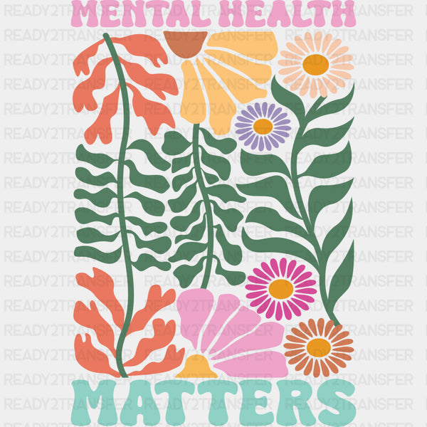 Mental Health Matters, Colorful Wavy Flowers - Mental Health DTF Transfers