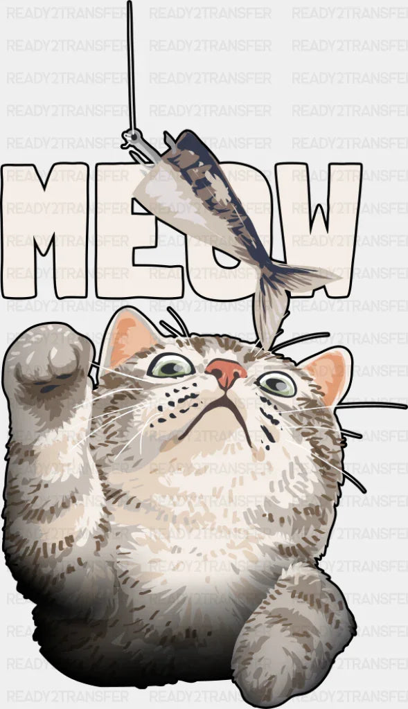 Meow Catching Fish - Cats DTF Transfer