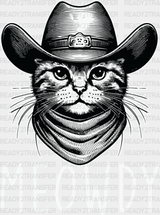 Meowdy Cowboy Cat - Cats Iron On Dtf Transfer Adult Unisex S & M (10’’) / Light Color Design