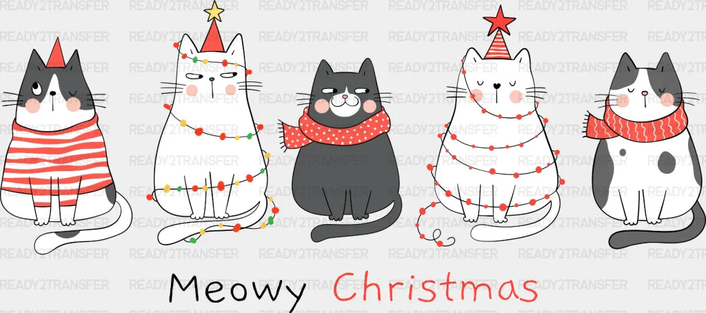 Meowy Christmas Dtf Transfer