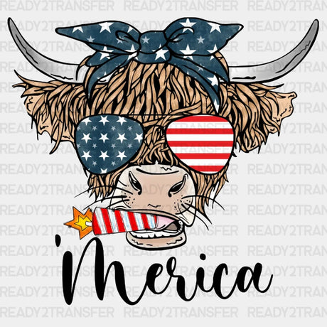 Merica Cow 4Th Of July Dtf Heat Transfer Independence Day Design Fourth