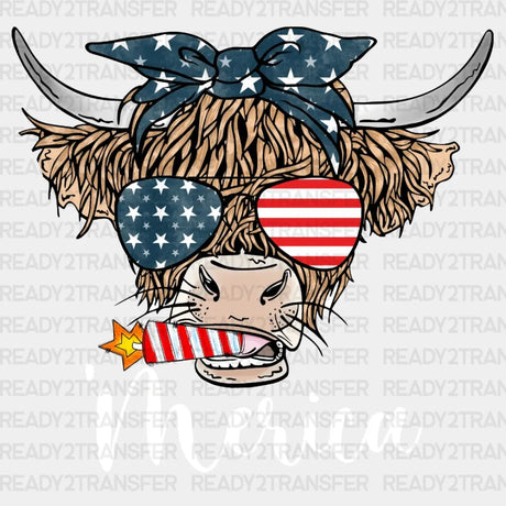 Merica Cow 4Th Of July Dtf Heat Transfer Independence Day Design Fourth