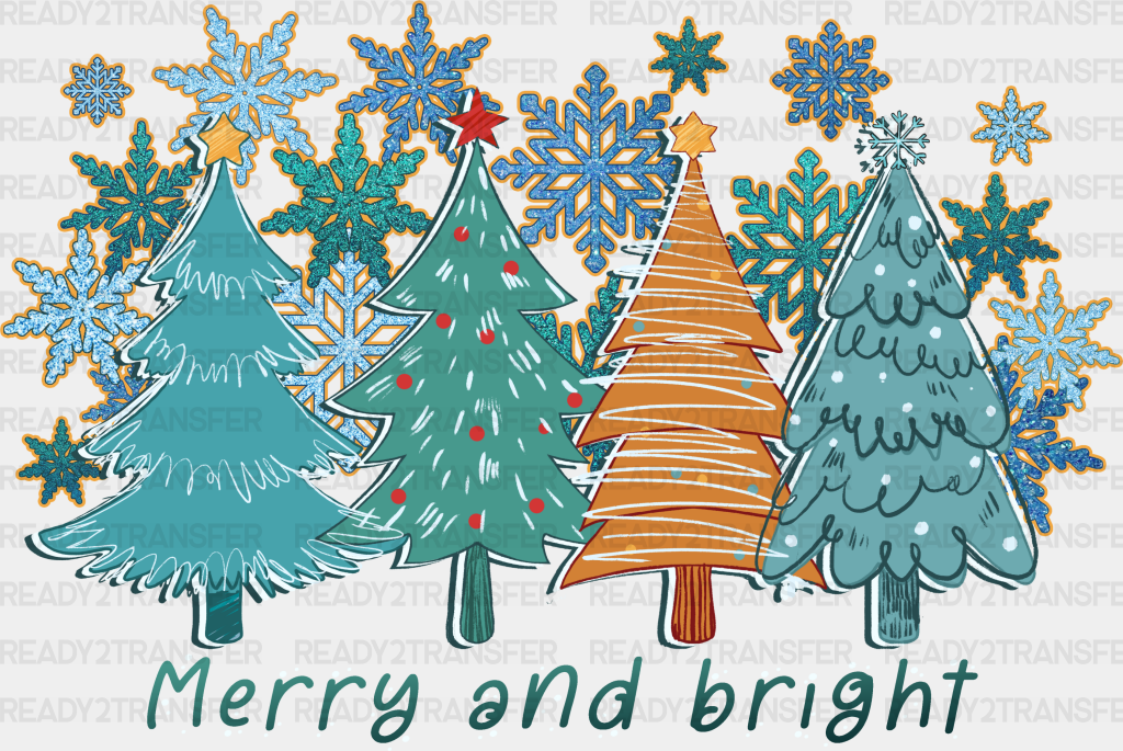 Merry And Bright - Winter Iron On Dtf Transfer