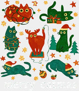 Merry Catmas - Christmas DTF Transfer Adult Unisex - S & M (10’’) / Light Color Design (See Imaging)