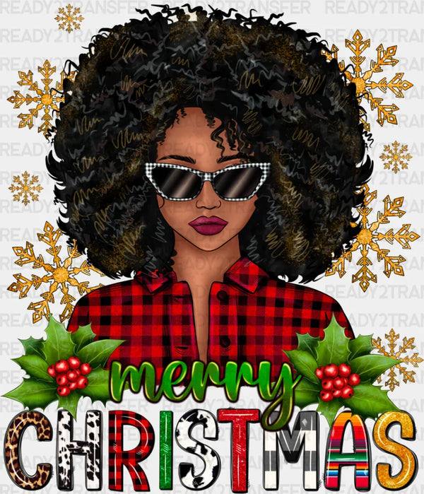 Merry Christmas Afro Girl - Christmas DTF Transfer