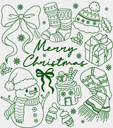 Merry Christmas Black Green White - Christmas DTF Transfer Adult Unisex - S & M (10’’) / Green Color Design (See