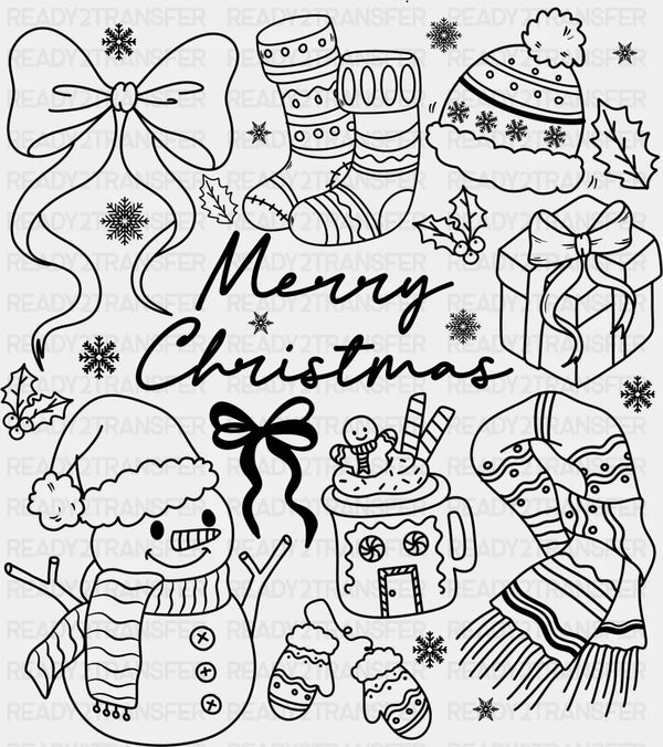 Merry Christmas Black, Green, White - Christmas DTF Transfer