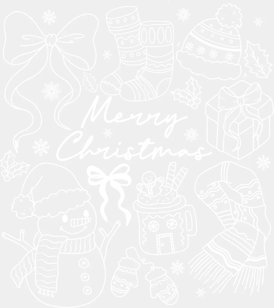 Merry Christmas Black Green White - Christmas DTF Transfer Adult Unisex - S & M (10’’) / Light Color Design (See