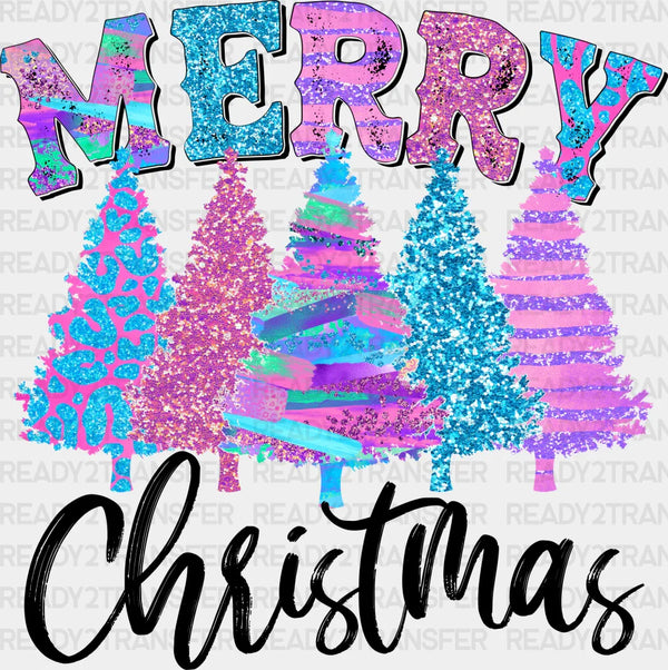 Merry Christmas Colorful Tree Design - Christmas DTF heat transfer