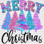 Merry Christmas Colorful Tree Design - Dtf Heat Transfer