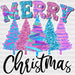Merry Christmas Colorful Tree Design - Christmas DTF heat transfer ready2transfer White