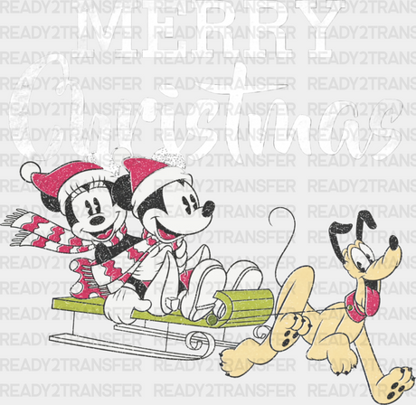 Merry Christmas Goofy Sleigh - Dtf Transfer Adult Unisex S & M (10’’) / Light Color Design (See