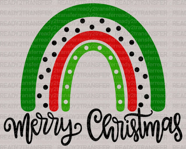 Merry Christmas Green Effect DTF Transfer ready2transfer Black