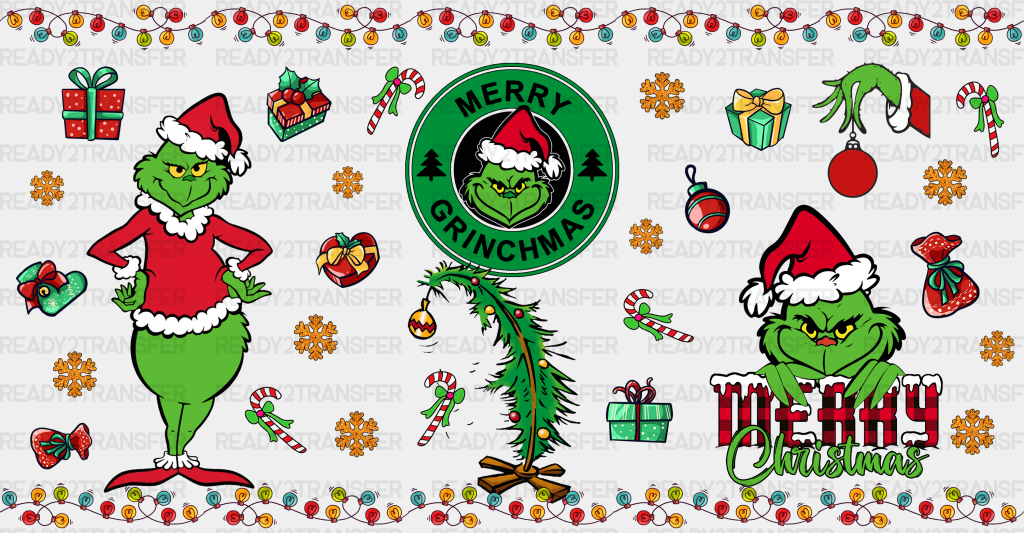 Merry Christmas Grinch - Cup Wrap Uv Sticker Permanent Dtf Decal