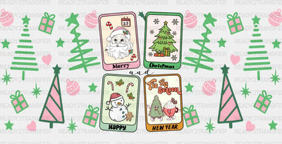 Merry Christmas Happy New Year - Cup Wrap Uv Sticker Permanent Dtf Decal
