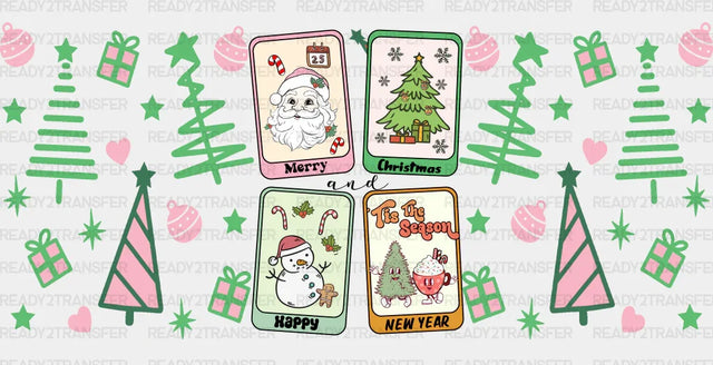 Merry Christmas Happy New Year - Cup Wrap Uv Sticker Permanent Dtf Decal