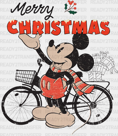 Merry Christmas Mickey Bike - Dtf Transfer Adult Unisex S & M (10’’) / Dark Color Design (See