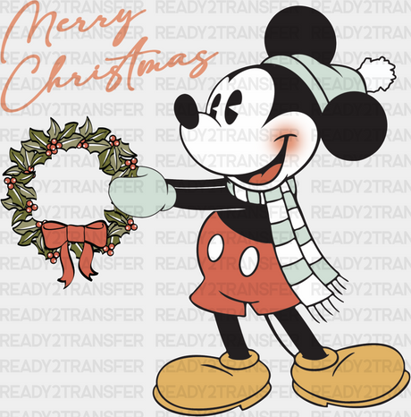 Merry Christmas Mickey - Dtf Transfer Adult Unisex S & M (10’’) / Light Color Design (See Imaging)