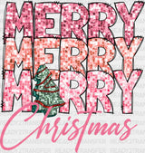 Merry Christmas Pink Design - Dtf Transfer