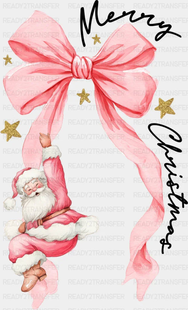 Merry Christmas Pink Ribbon - Christmas DTF Transfer