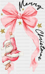 Merry Christmas Pink Ribbon - Christmas DTF Transfer Adult Unisex - S & M (10’’) / Dark Color Design (See Imaging)