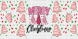 Merry Christmas Pink Tree - Cup Wrap Uv Sticker Permanent Dtf Decal