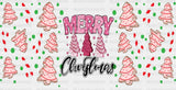 Merry Christmas Pink Tree - Cup Wrap Uv Sticker Permanent Dtf Decal